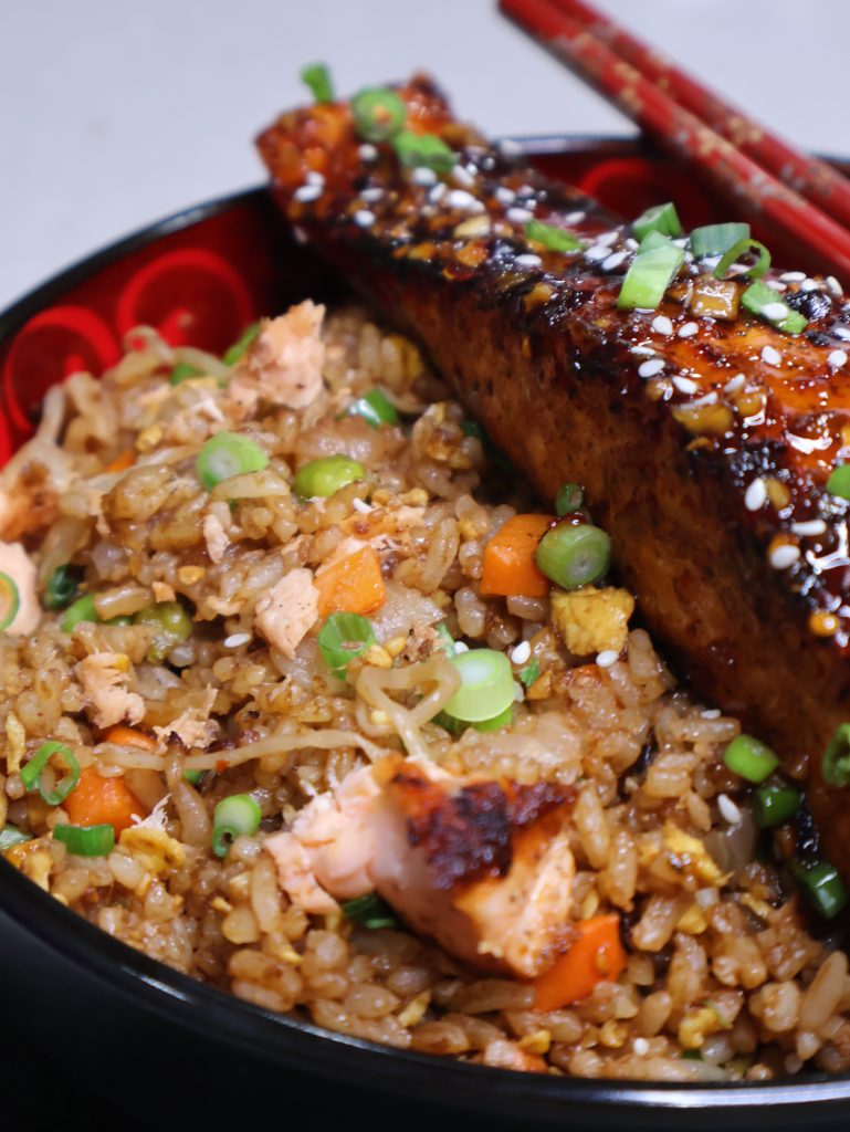CookjngMama - Sticky Teriyaki Salmon Fried Rice