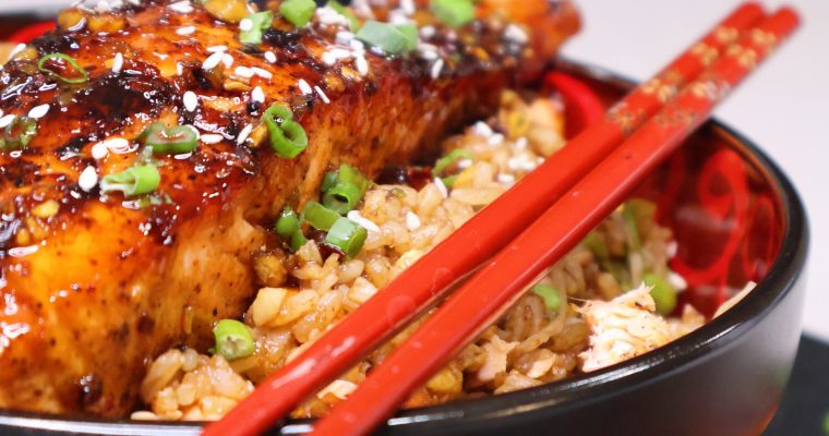 Sticky Teriyaki Salmon Fried Rice