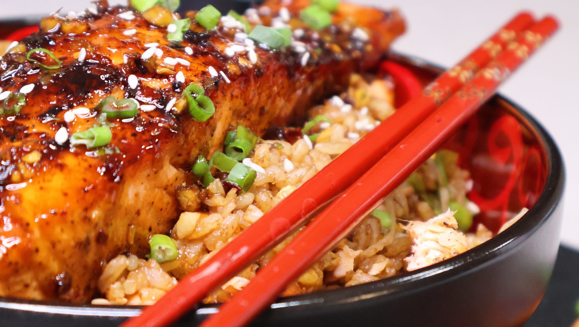 Sticky Teriyaki Salmon Fried Rice